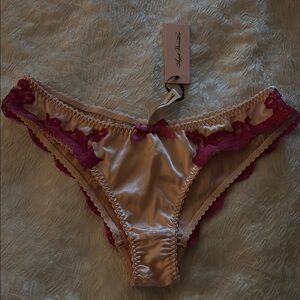 Agent Provocateur Beige and Pink Lace Trim Panties
